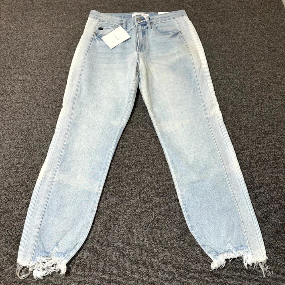 KanCan Straight Leg Jeans Womens 5/26 Blue Denim Light Wash Raw Hem High Rise